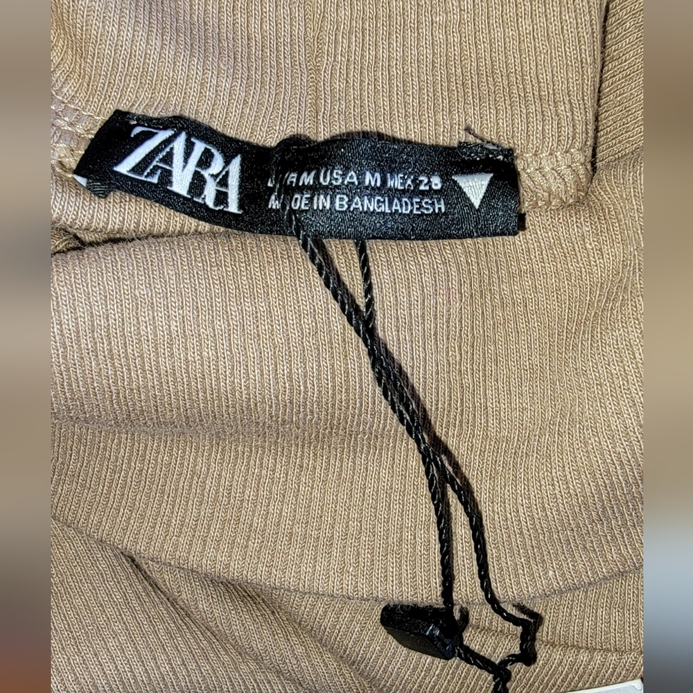 Nwt ZARA Ribbed Tan Dress Size Medium - Picture 5 of 7